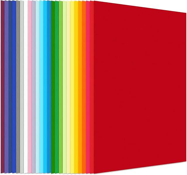 Colored Cardstock and Construction Paper Set, 50 Sheets