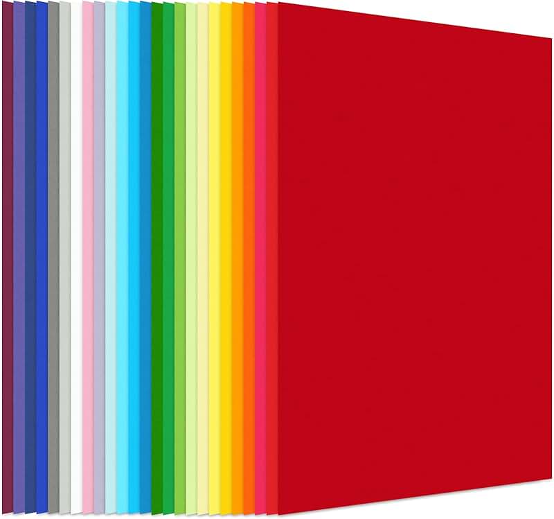 Colored Cardstock and Construction Paper Set, 50 Sheets