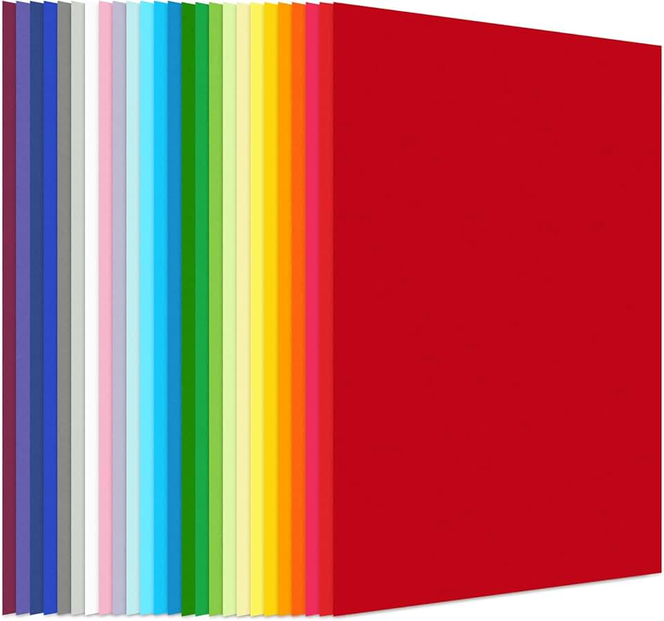 Colored Cardstock and Construction Paper Set, 50 Sheets