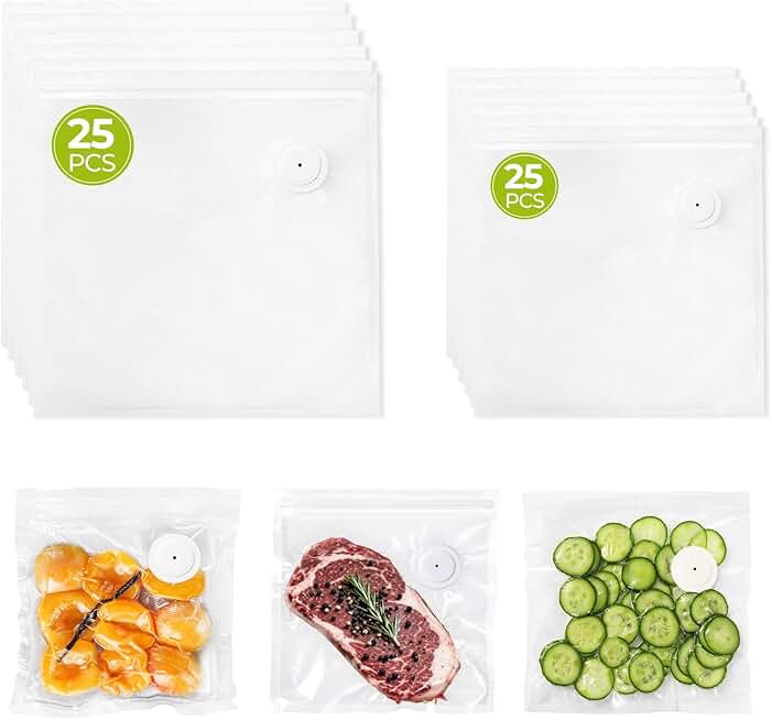 Reusable vacuum sealer bags for food, 50 pack