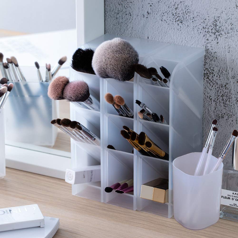 Set of 5 White Desk Organizers with Compartments