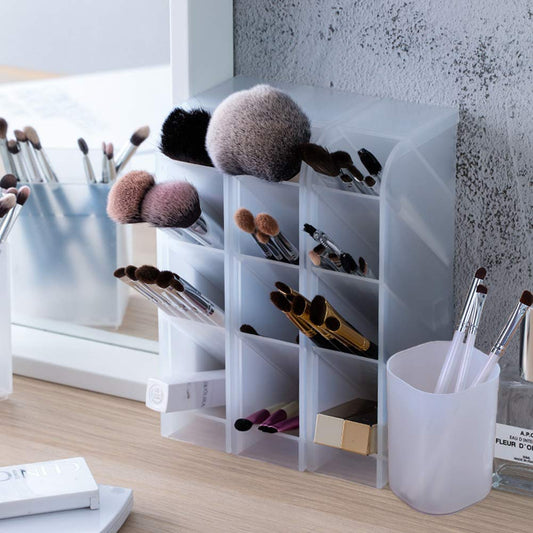 Set of 5 White Desk Organizers with Compartments