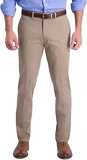 Men's Slim-Fit Flat Front Khaki Casual Pants