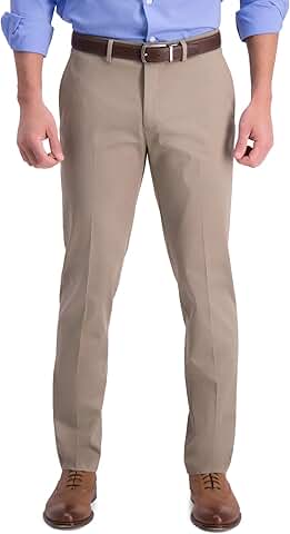 Men's Slim-Fit Flat Front Khaki Casual Pants