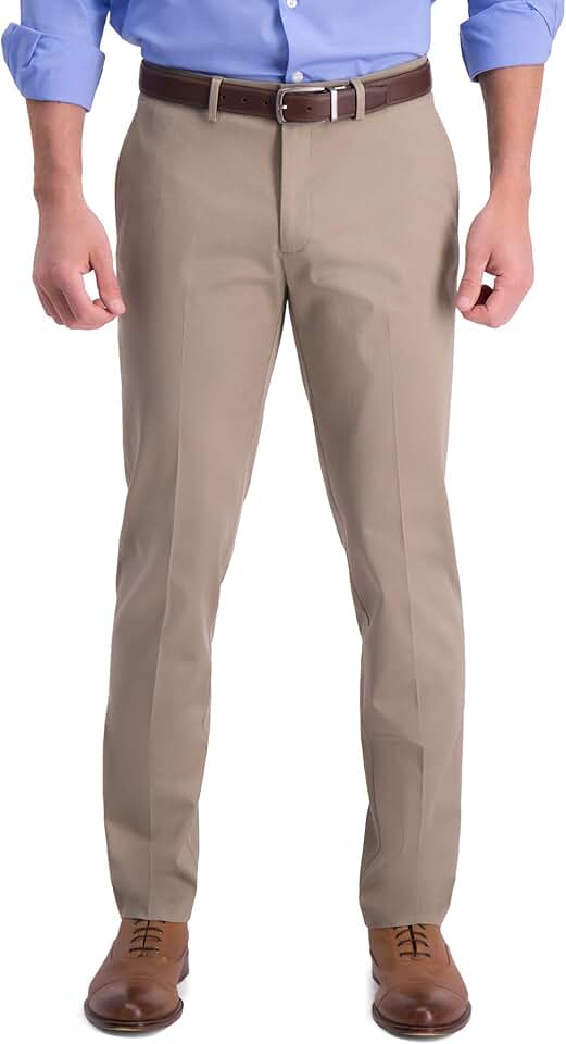 Men's Slim-Fit Flat Front Khaki Casual Pants