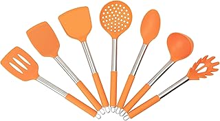 7-Piece Silicone Kitchen Utensil Set with Stainless Steel Handles