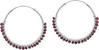 Natural gemstone beads 925 silver hoop earrings
