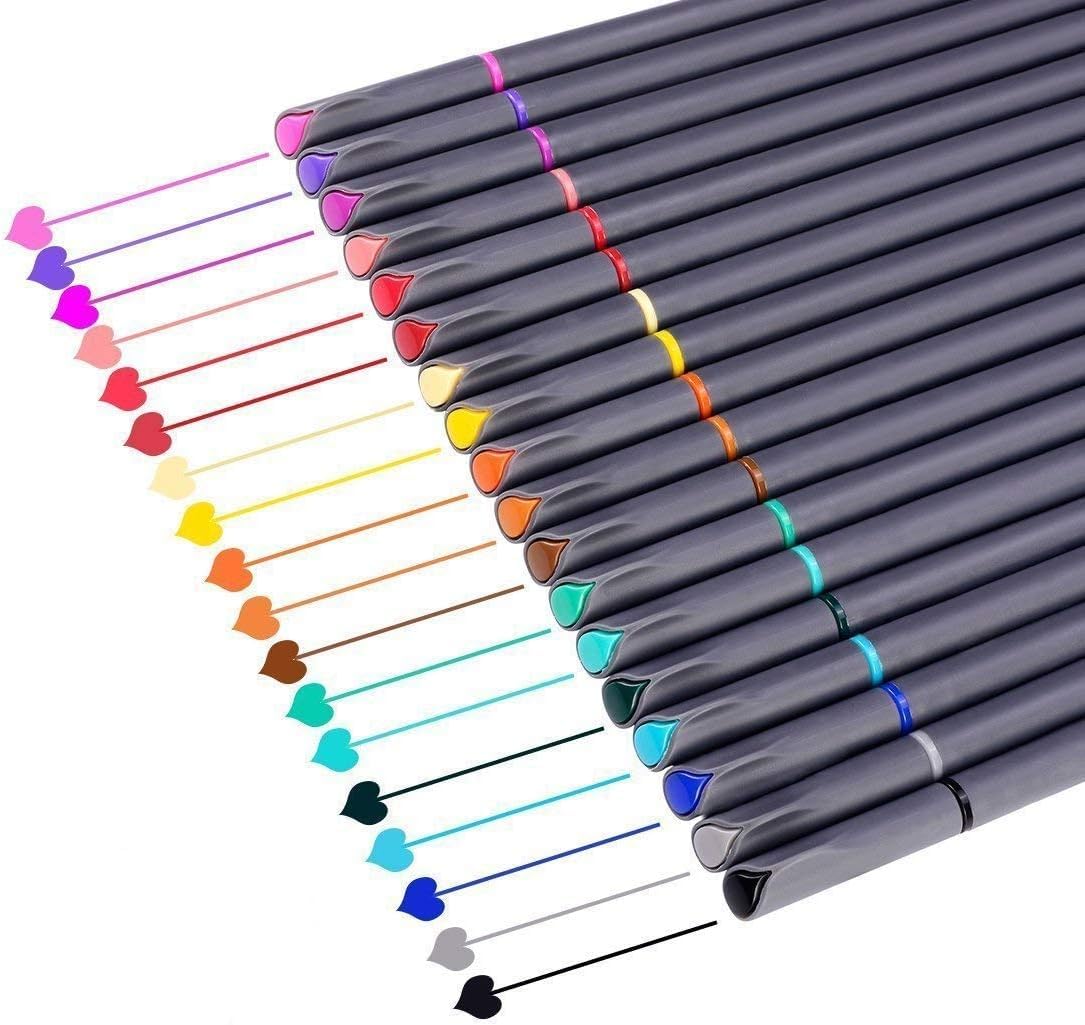 18-Color Fine Point Fineliner Pens for Journaling and Art