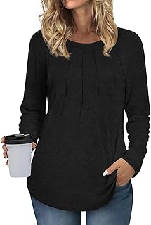Women's Long Sleeve Casual Pleated Tunic Top
