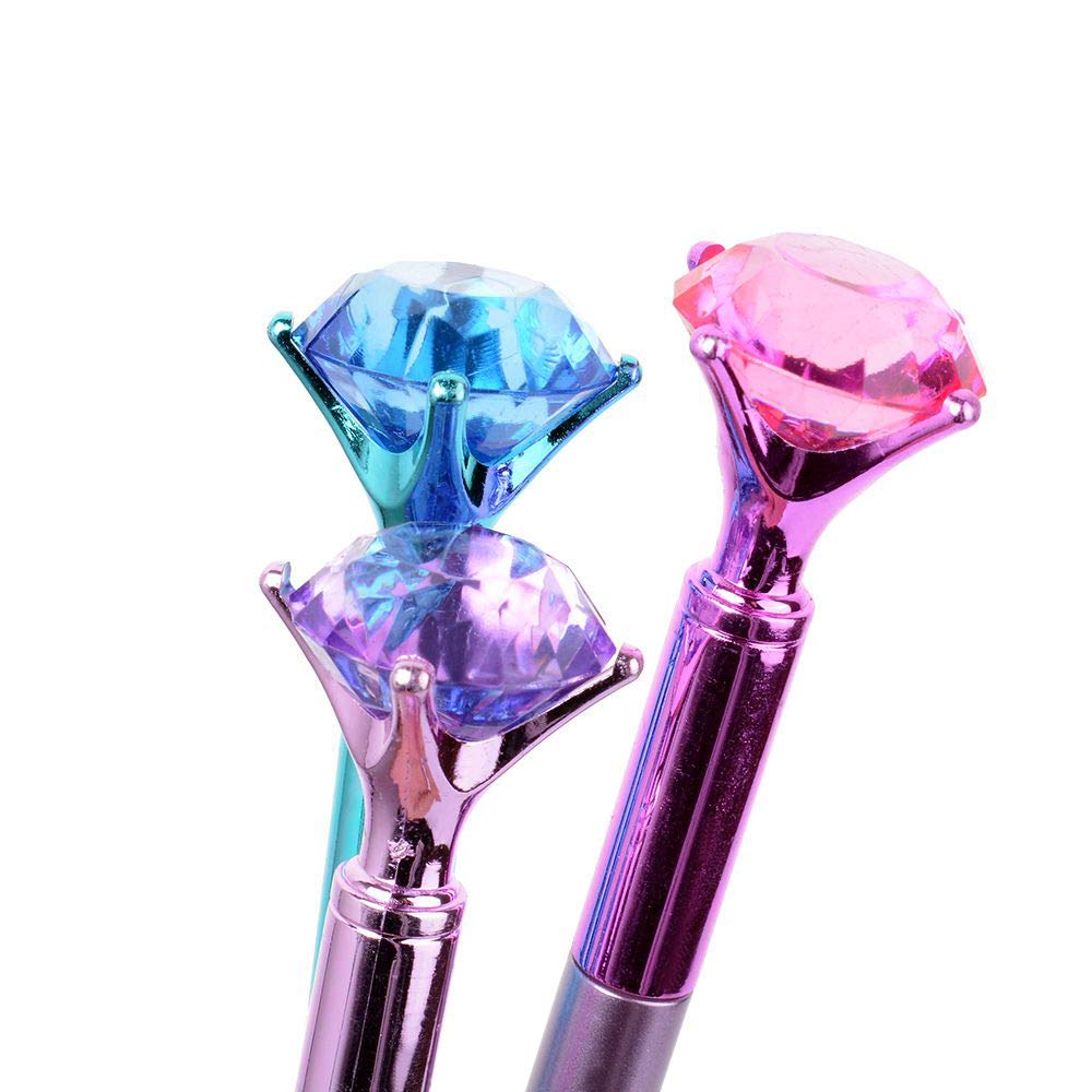 Set of 8 Kawaii Crystal Ballpoint Pens with Blue Ink
