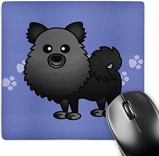Cute Black Pomeranian Mouse Pad with Paw Prints
