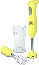 Yellow hand blender, 15.71 inches tall