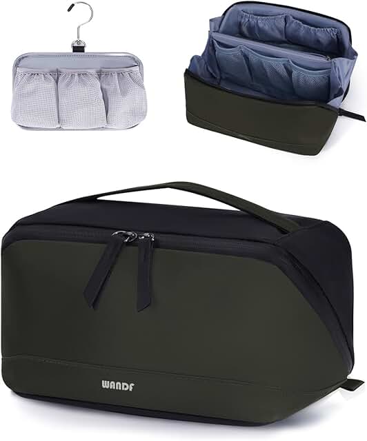 Men's PU Leather Travel Toiletry Bag with Waterproof Pouch