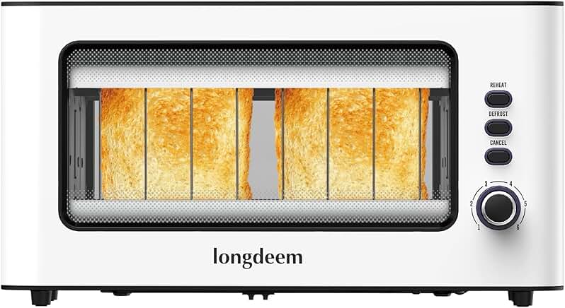 White Toaster with Extra Long Slots and Auto Shut Off