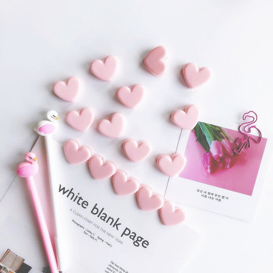Pink heart-shaped mini binder clips, 20-pack