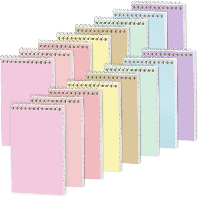 Set of 16 small lined spiral notebooks in assorted colors