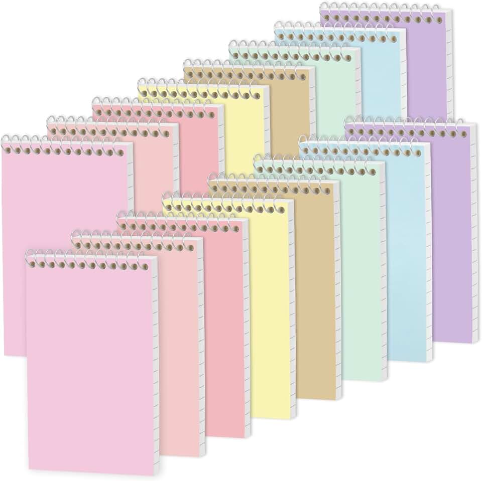 Set of 16 small lined spiral notebooks in assorted colors