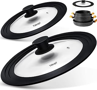 Set of 2 universal glass lids for various pot sizes