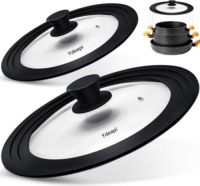 Set of 2 universal glass lids for various pot sizes