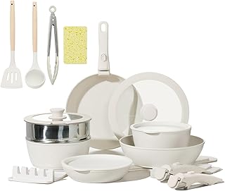 22-Piece Nonstick Ceramic Cookware Set with Removable Handles