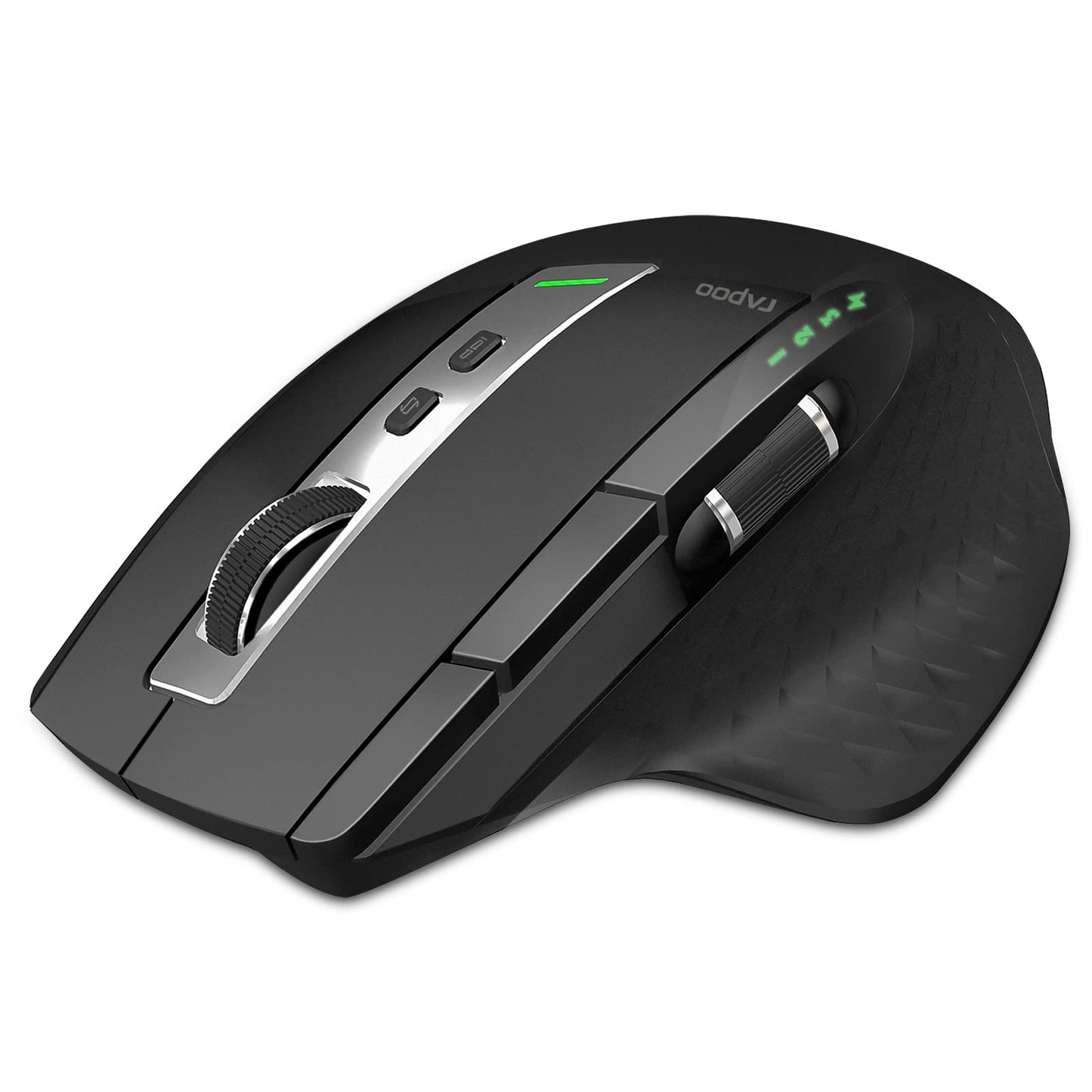 Bluetooth Wireless Mouse, 4 Adjustable DPI Rechargeable Bluetooth Mouse, Multi-Device (3 Bluetooth+USB) Programmable Ergonomic Mouse with Side Roller, Laser Mouse for Laptop Desktop PC, Black