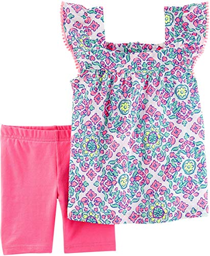 Infant Girls Pink Pastel Baby Outfit Floral Shirt & Pink Shorts Set