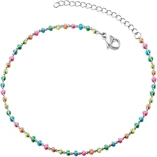 Colorful Enamel Bead Adjustable Anklet for Summer Beach