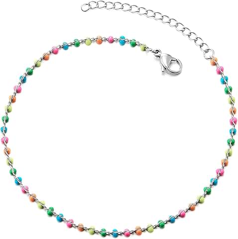 Colorful Enamel Bead Adjustable Anklet for Summer Beach