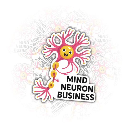 Set of three funny neuroscience stickers for laptops and water bottles