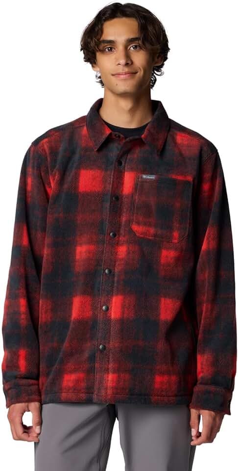 Men's Sail Red Printed Shirt Jacket, Size 3X