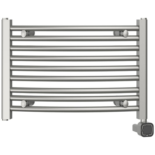 HEAT E Smart Towel Warmer with Timer and Temperature Control, Smart Liquid Filled Towel Rails, Plug-in/Hardwired Wall-Mounted Towel Heater Rack Compatible with and Google Home, Brushed
