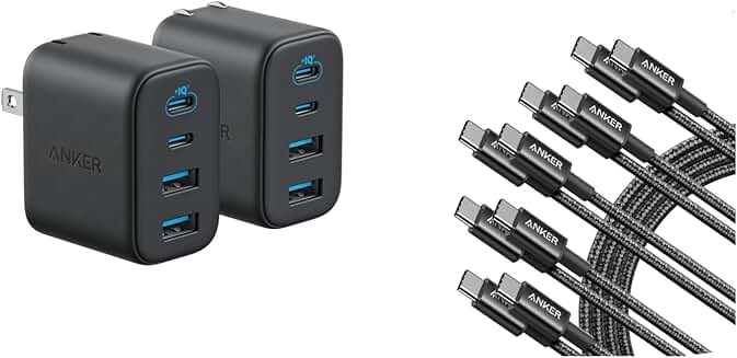USB C to USB C Cable, 60W Fast Charging, 6 ft, 5 Pack