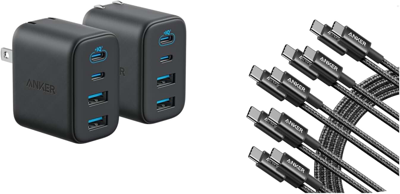 USB C to USB C Cable, 60W Fast Charging, 6 ft, 5 Pack