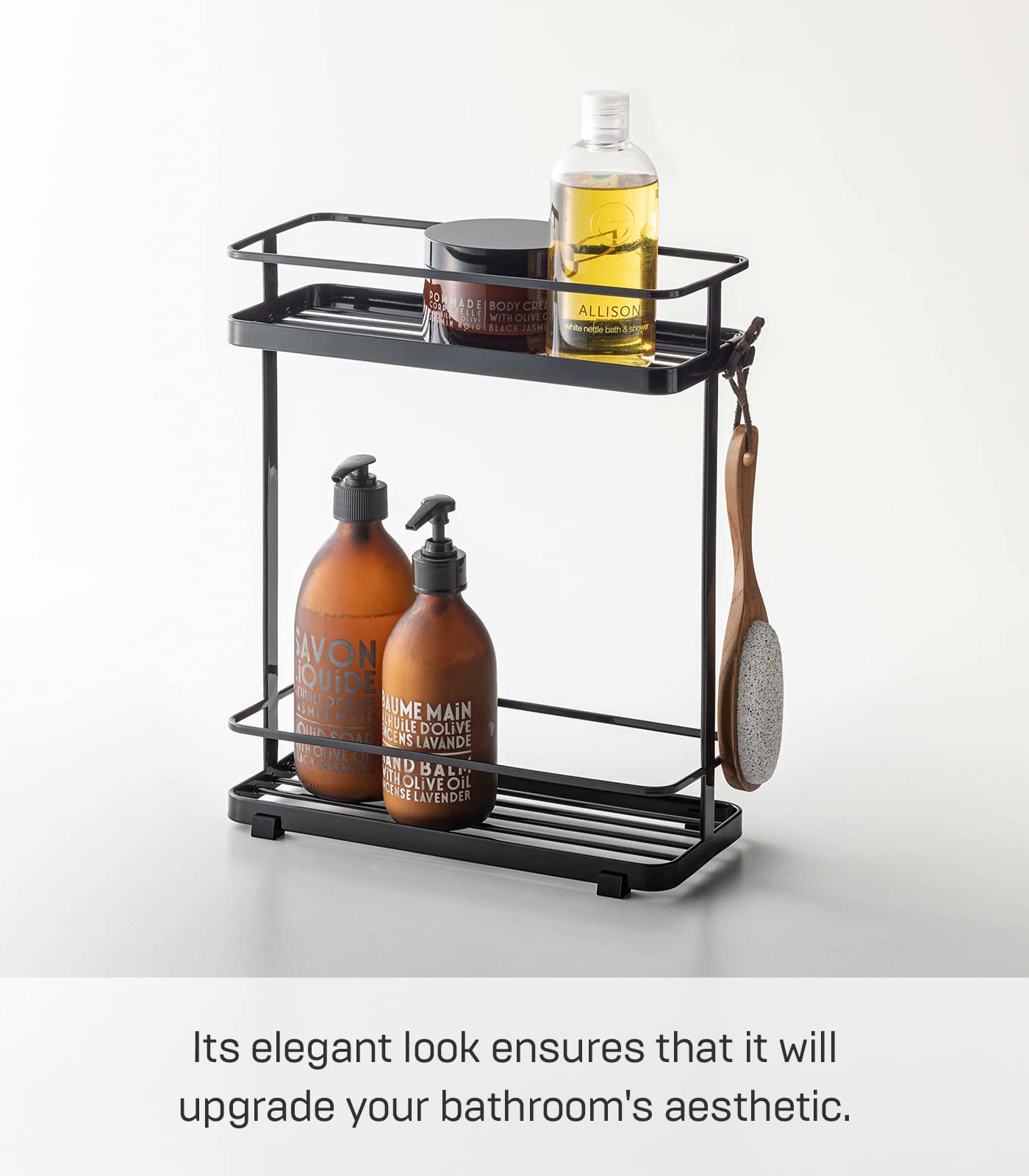 home 6791 Bath Rack-Bathroom Shower Storage Holder, Caddy Shelf Organizer, One Size, Black