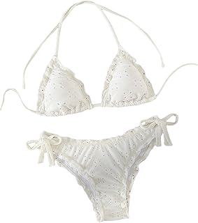 Women's Bikini Set with Bow and Frill Trim