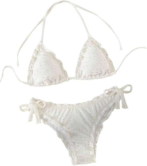 Women's Bikini Set with Bow and Frill Trim