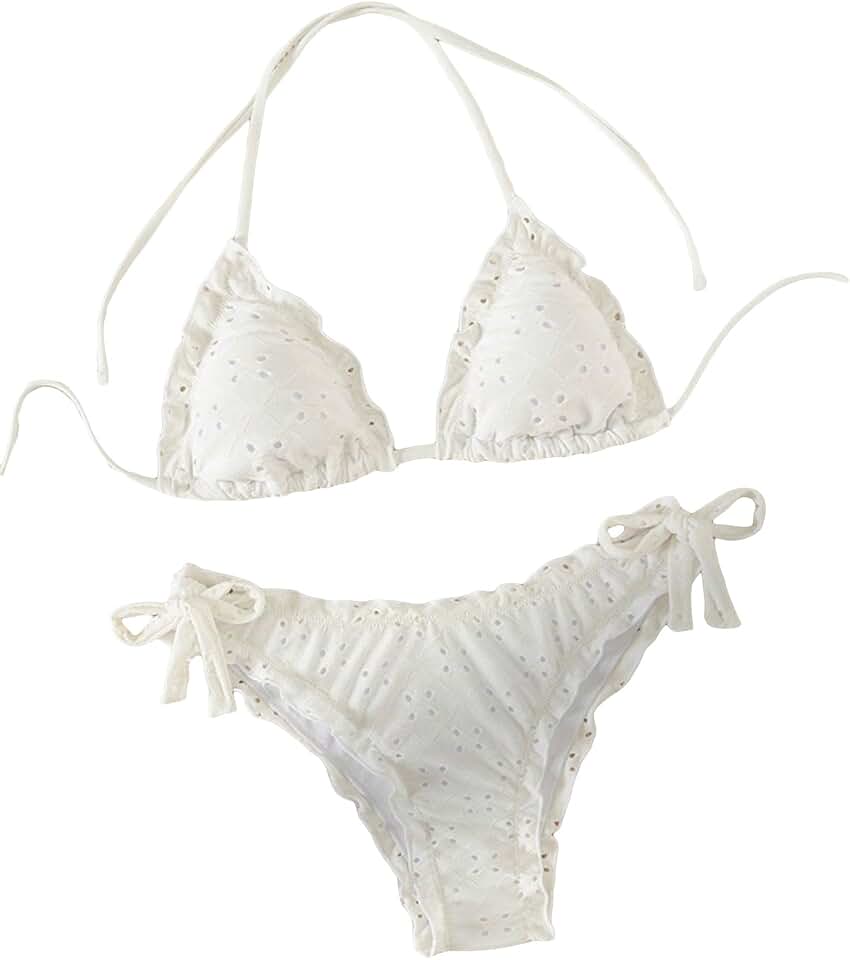 Women's Bikini Set with Bow and Frill Trim