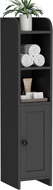 Small Bathroom Corner Floor Cabinet with Door and Shelves