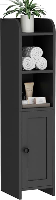 Small Bathroom Corner Floor Cabinet with Door and Shelves