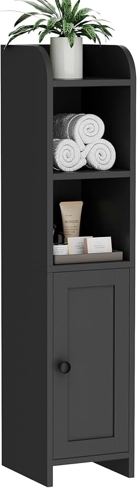 Small Bathroom Corner Floor Cabinet with Door and Shelves