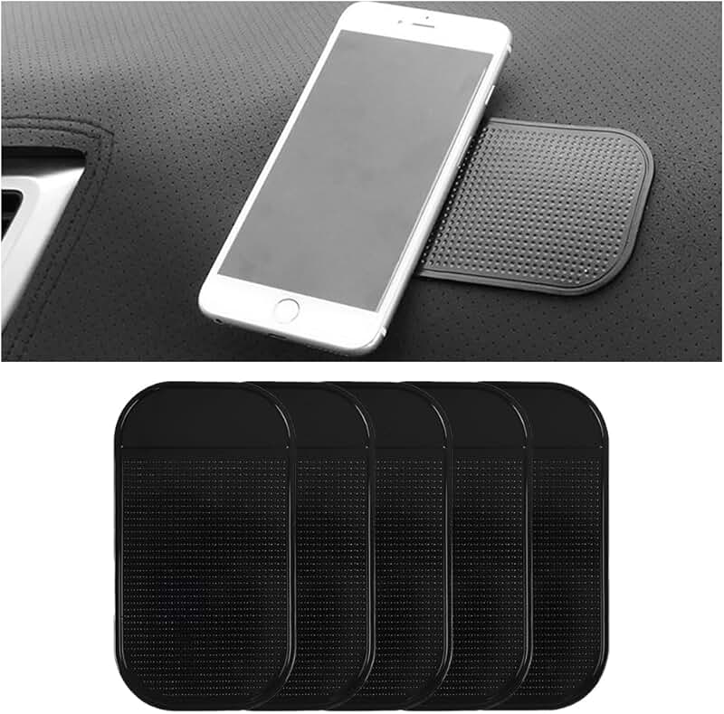 Set of five non-slip dashboard mats for vehicles