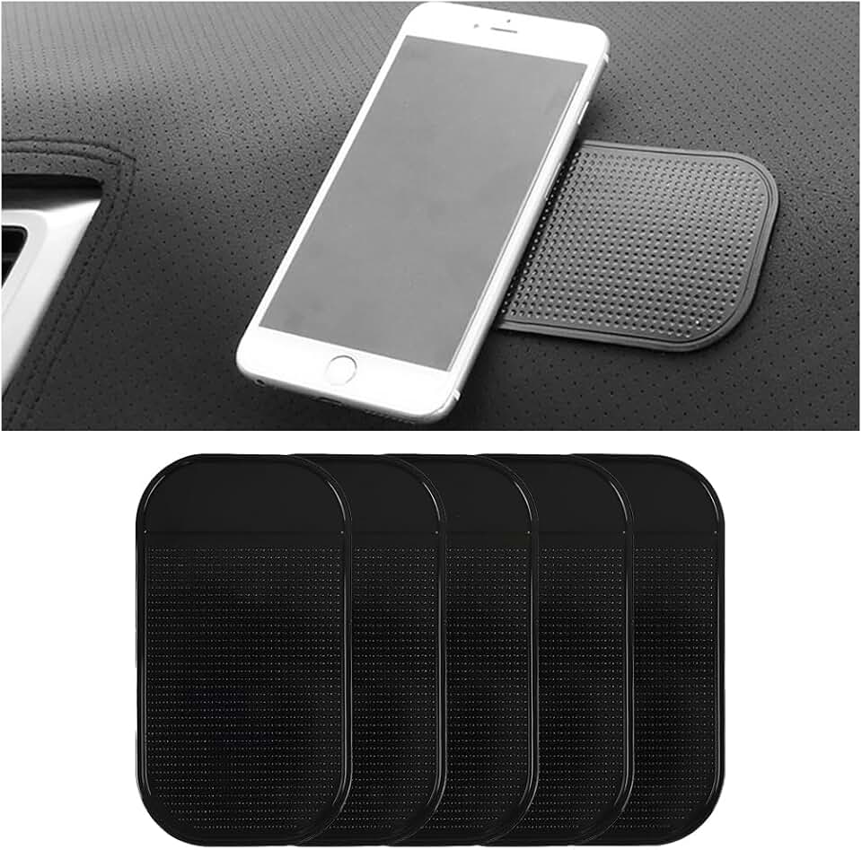 Set of five non-slip dashboard mats for vehicles