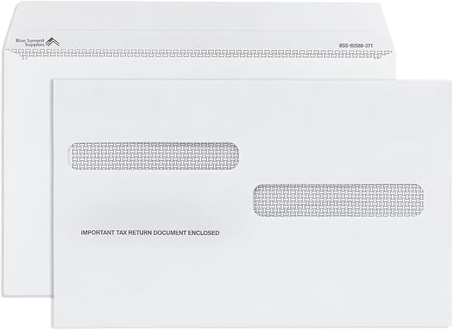25 W2 Tax Envelopes for 4-Up Box Forms, Peel & Seal