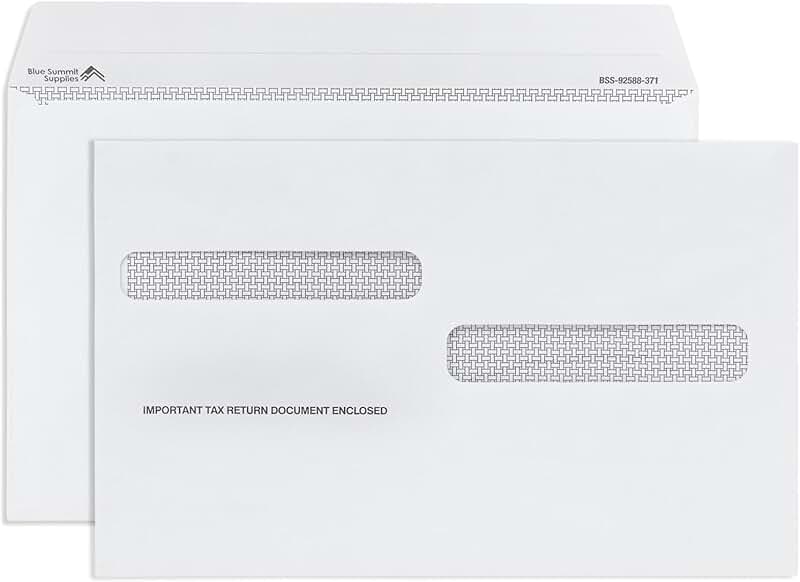 25 W2 Tax Envelopes for 4-Up Box Forms, Peel & Seal