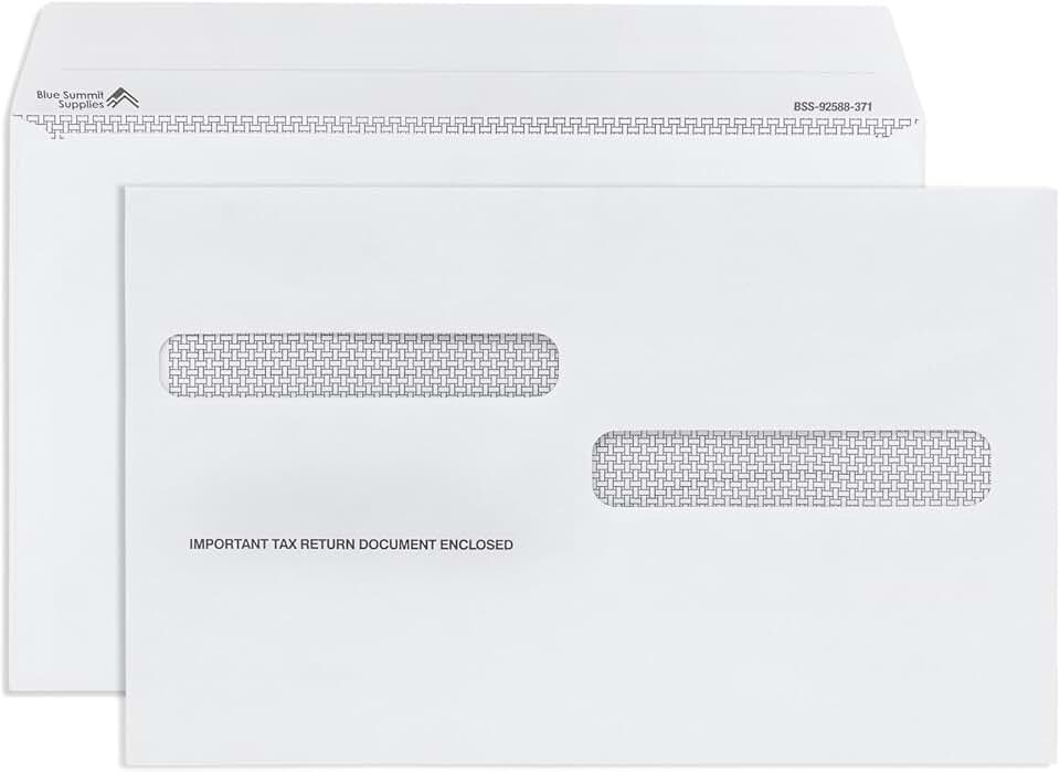 25 W2 Tax Envelopes for 4-Up Box Forms, Peel & Seal