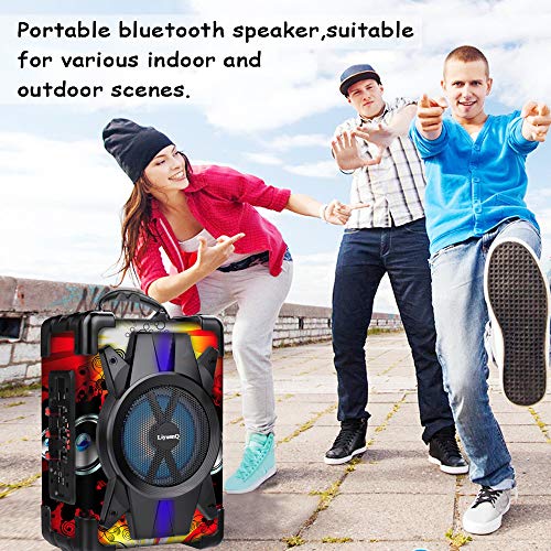 Bluetooth Speaker Portable Wireless Speaker with Microphone, Subwoofer Heavy Bass Wireless Outdoor Indoor Party Speakers MP3 Player Speaker Support FM Radio,Audio Recording,TF Card/USB