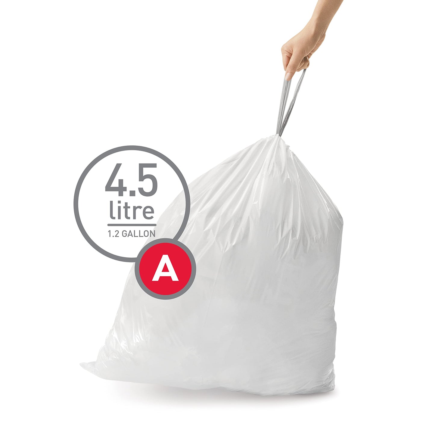 Code A Custom Fit Dr string Trash Bags in Dispenser Packs, 150 Count, 4.5 Liter  1.2 lon, White