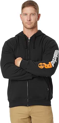 Men's Black Full-Zip Hooded Sweatshirt, Small