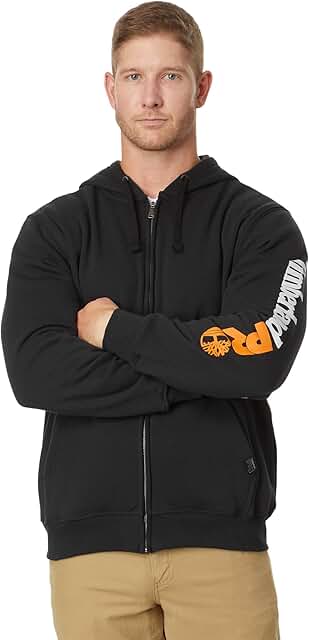 Men's Black Full-Zip Hooded Sweatshirt, Small