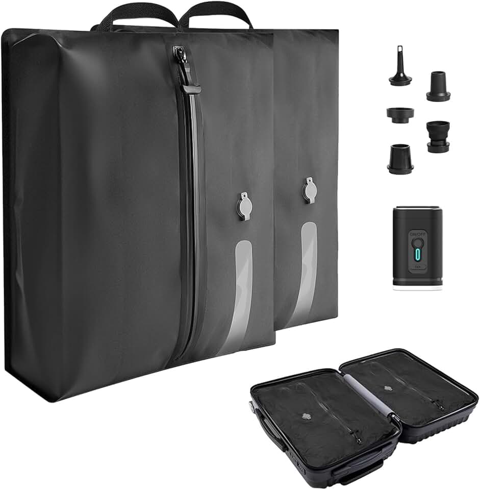 Wireless Pump Vacuum Bags for Travel, Reusable, Waterproof, 2 Pack